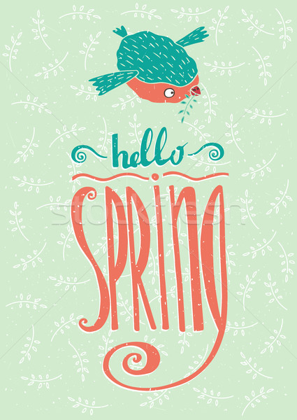 Ptaków Hello wiosną pływające gałązka Zdjęcia stock © alexanderandariadna