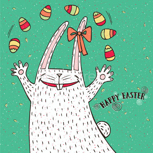 Frohe Ostern bunny Ostereier funny Ostern Illustration Stock foto © alexanderandariadna