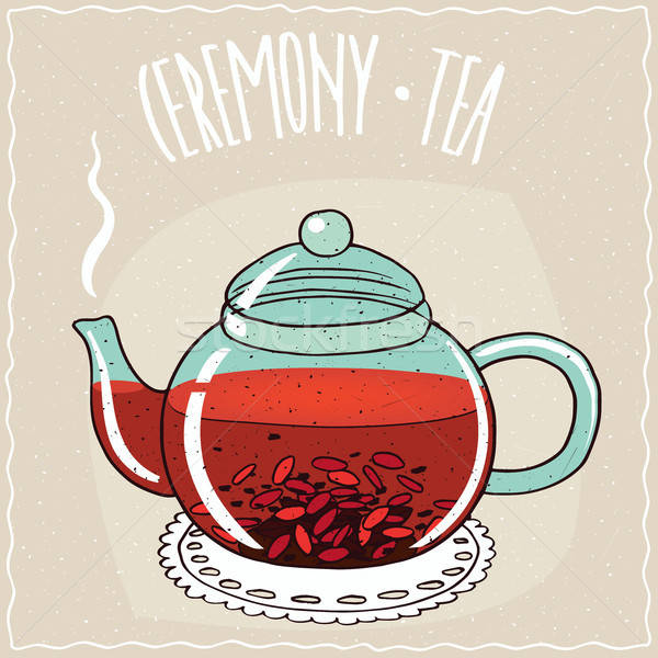 Glass teapot with tea with goji berry Stock photo © alexanderandariadna