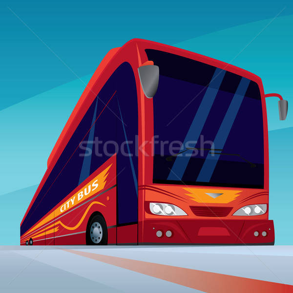 Red modern passenger bus on the road Stock photo © alexanderandariadna