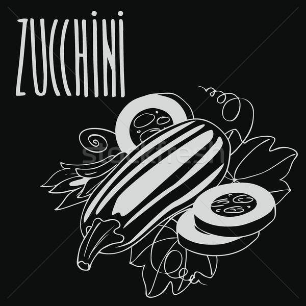 Tafel Zucchini Zucchini Kreide Tafel Stock foto © alexanderandariadna