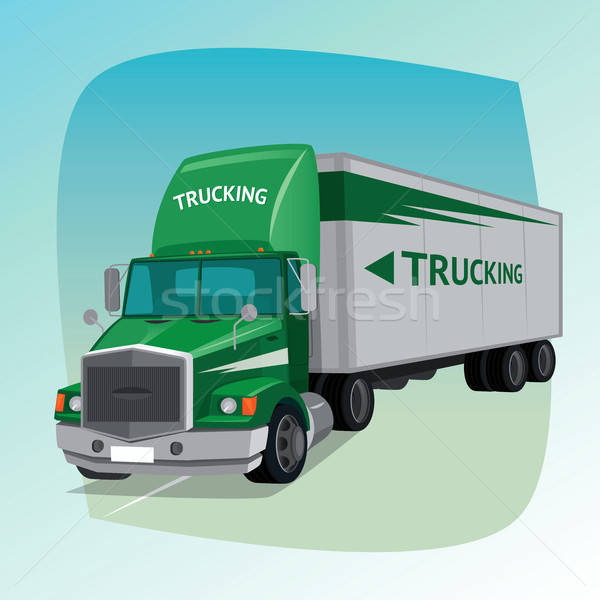 Stock photo: Isolated truck with box semi-trailer