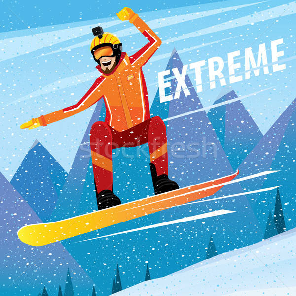 Berg Snowboard Mann Extremsport Freiheit allein Stock foto © alexanderandariadna