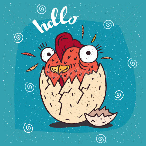 Drăguţ cocoş cocoş ou desen animat Imagine de stoc © alexanderandariadna