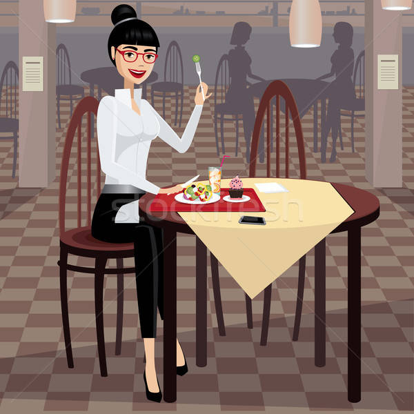 Mulher de negócios almoço sala de jantar feliz negócio Foto stock © alexanderandariadna