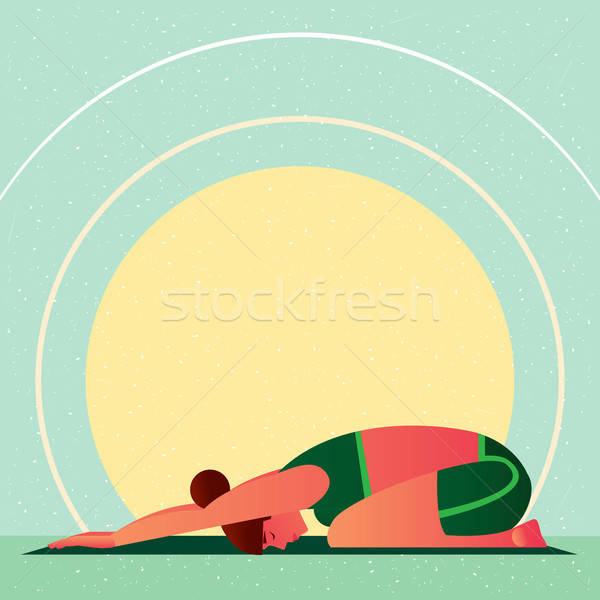 Girl in Yoga Childs Resting Pose or Balasana Stock photo © alexanderandariadna