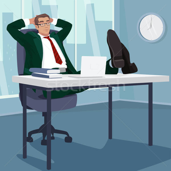 Carefree businessman sleeps in workplace Stock photo © alexanderandariadna