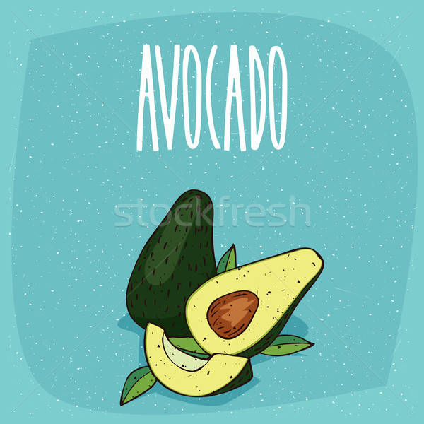 Isolated ripe avocado fruits whole and cut Stock photo © alexanderandariadna