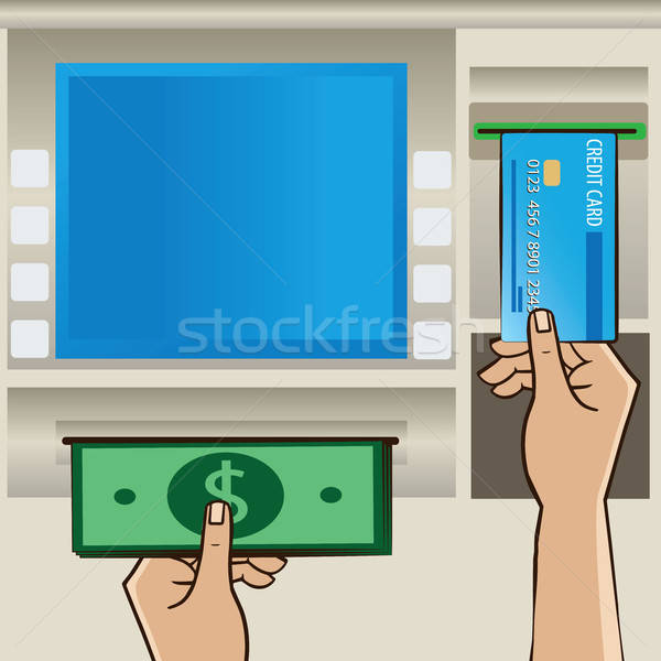 Man holding cash and credit card near ATM Stock photo © alexanderandariadna