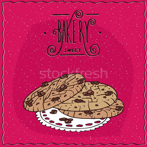 Nut cookies with chocolate chips on lacy napkin Stock photo © alexanderandariadna