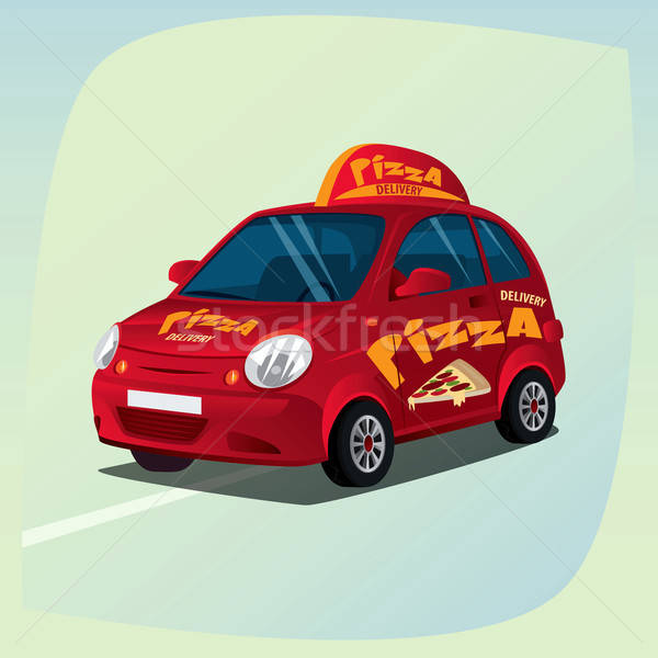 Isolated pizza delivery car Stock photo © alexanderandariadna