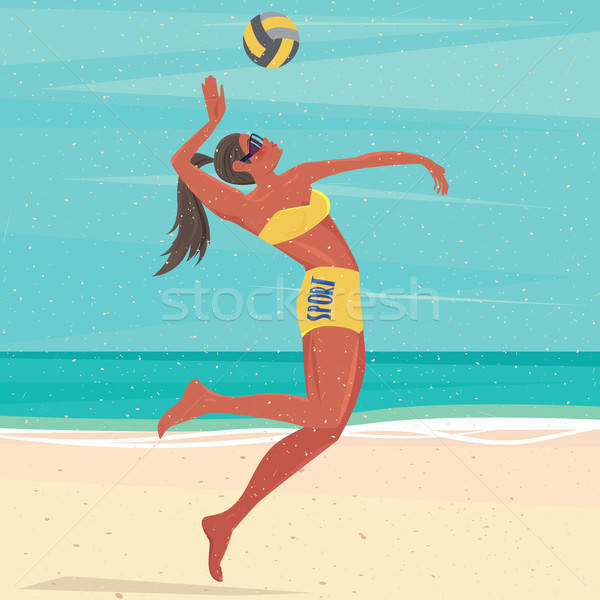Girl playing with a ball at the sea Stock photo © alexanderandariadna