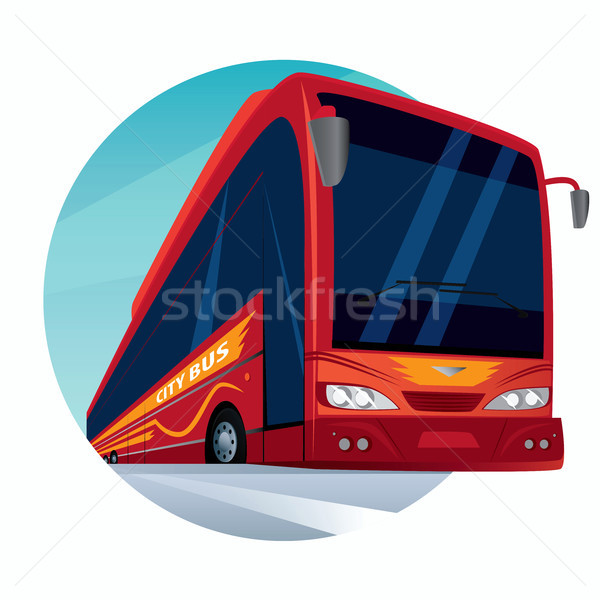 Round emblem with a modern passenger city bus Stock photo © alexanderandariadna