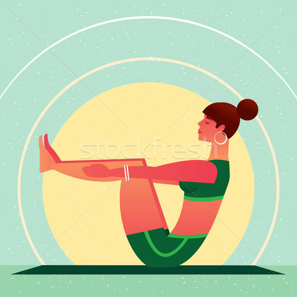 Girl sitting in Yoga Boat Pose or Navasana Stock photo © alexanderandariadna