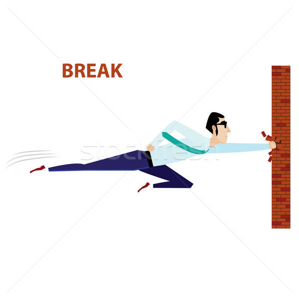 Businessman breaking brick wall Stock photo © alexanderandariadna
