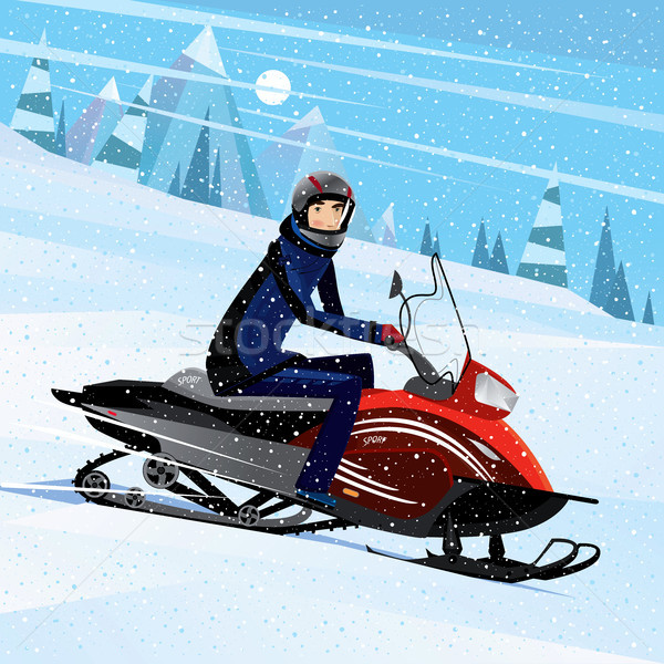 Man riding on a snowmobile Stock photo © alexanderandariadna