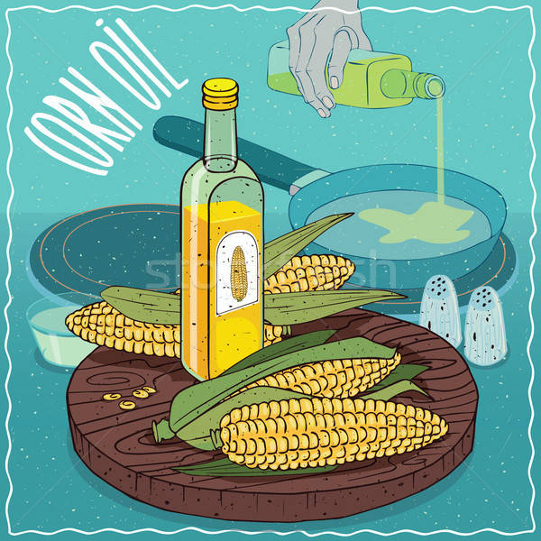 Kukurydza oleju używany żywności szkła butelki Zdjęcia stock © alexanderandariadna