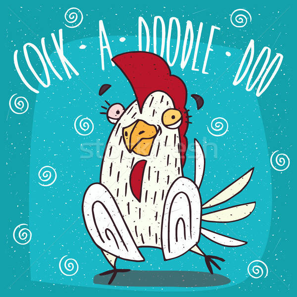 Cartoon stupid white cock or rooster Stock photo © alexanderandariadna
