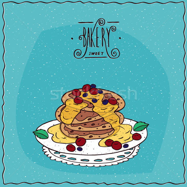 Pancakes with honey and red berries Stock photo © alexanderandariadna