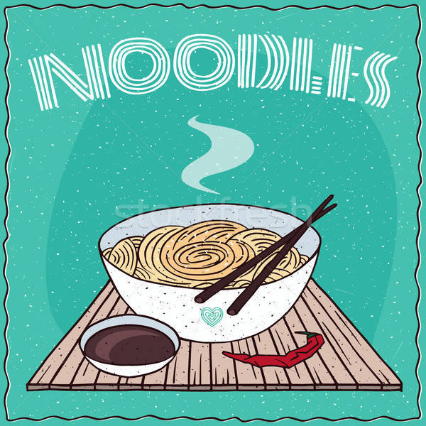 Asian noodles Ramen or Udon in bowl Stock photo © alexanderandariadna