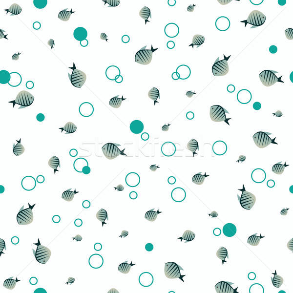 Pattern with cute small fish in white color Stock photo © alexanderandariadna