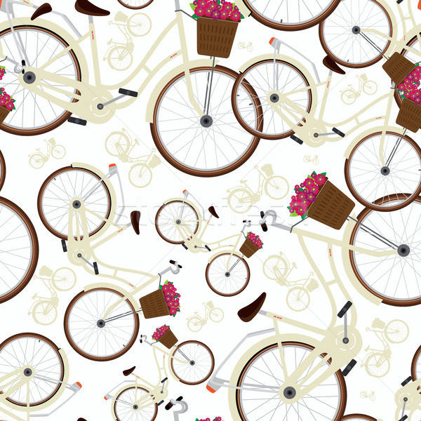 Seamless white pattern with city bicycles Stock photo © alexanderandariadna