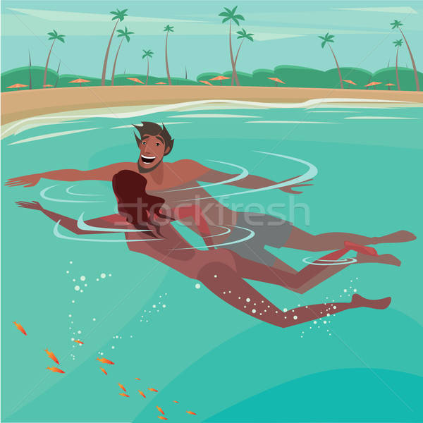 Couple swimming in the ocean Stock photo © alexanderandariadna