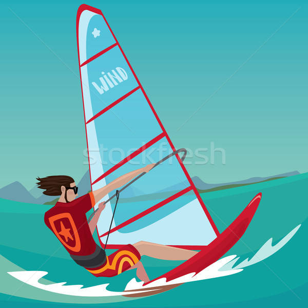 Mann engagiert Windsurfen Sport stehen Bord Stock foto © alexanderandariadna