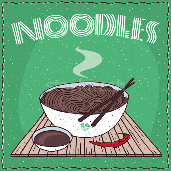 Asian noodles Naengmyeon or Soba in bowl Stock photo © alexanderandariadna