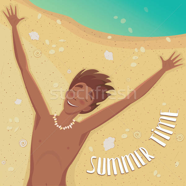 Człowiek plaży szczęśliwy broni Zdjęcia stock © alexanderandariadna