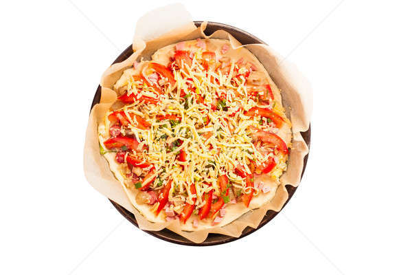 Foto stock: Pizza · italiano · cocina · estudio · aislado · blanco