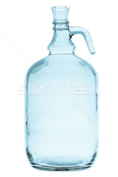 Stock photo: The blue bottle with handle on the neck isolated on the white background