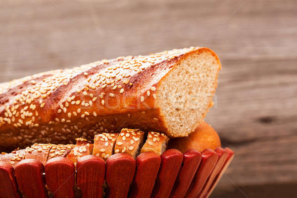 The closeup of baguette with seeds Stock photo © alexandkz