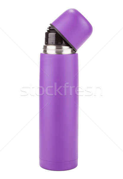 Purpure plastic covered metal thermos isolated on a white background Stock photo © alexandkz