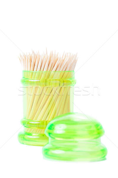 Toothpick in green container isolated on white Stock photo © alexandkz