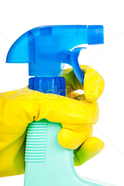Mains gants en caoutchouc nettoyage spray isolé Photo stock © alexandkz