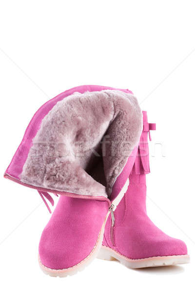 Inverno rosa botas isolado branco moda Foto stock © alexandkz