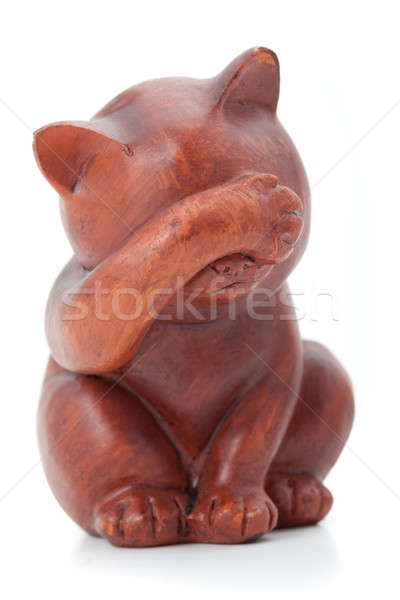 Wooden statuette of cat Stock photo © alexandkz