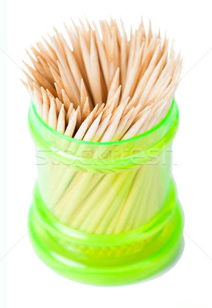 Toothpick in green container isolated on white Stock photo © alexandkz