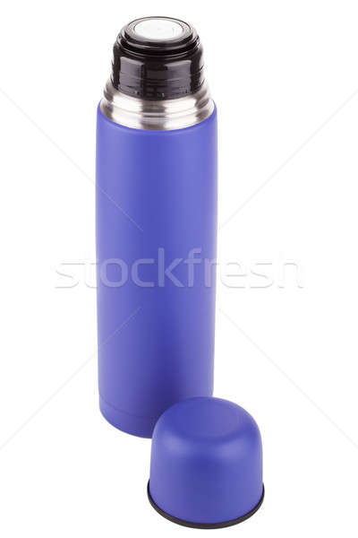 Blue plastic covered metal thermos isolated on a white background Stock photo © alexandkz