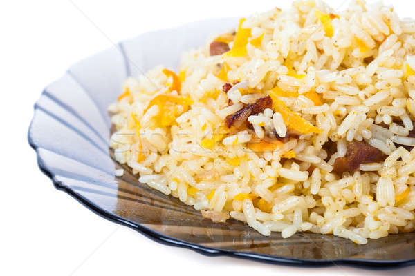 Caucasian traditional pilaf. Rice with meat. Isolation. Stock photo © alexandkz