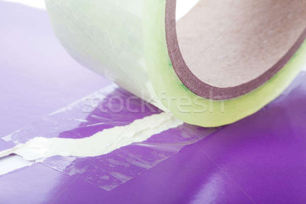 Stock photo: Two pieces of paper join by adhesive tape