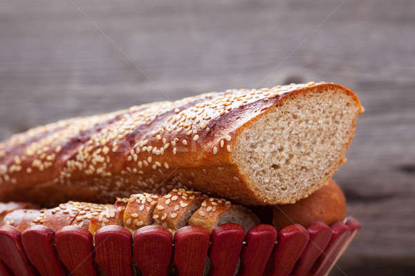The closeup of baguette with seeds Stock photo © alexandkz
