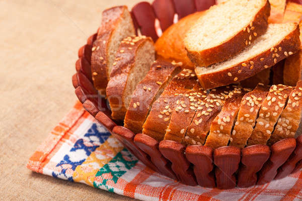The closeup of baguette with seeds Stock photo © alexandkz