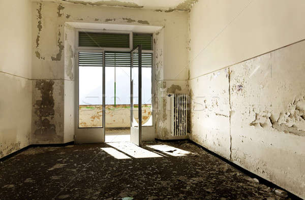 Abandonado casa edifício quarto vazio janela casa Foto stock © alexandre_zveiger