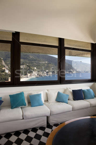 Seaside livingroom with characteristic chessboard floor Stock photo © alexandre_zveiger