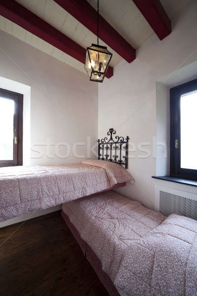 çift iç yatak odası ev ahşap ev Stok fotoğraf © alexandre_zveiger