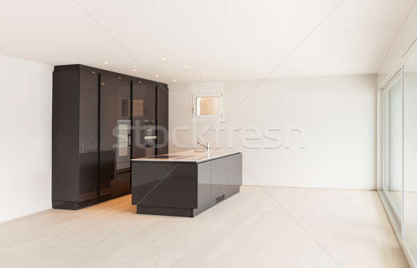 [[stock_photo]]: Noir · cuisine · belle · vide · appartement