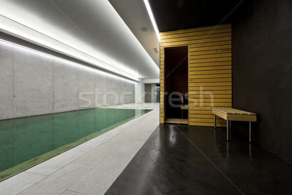 modern house with swimming pool, interior Stock photo © alexandre_zveiger