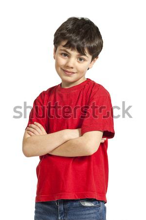 little boy with red shirt on white background Stock photo © alexandre_zveiger